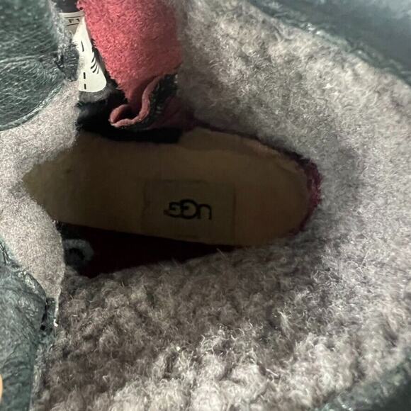 Ugg Kesey Boots Womens 8.5 Black Snow Fur Wool Lining Insoles Lace Up Zip Biker - Picture 6 of 14